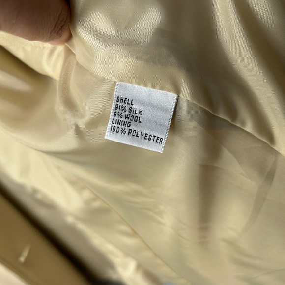 Vtg Talbots 10 Tan Silk Wool Blend Blazer 3 Button Jacket Career Lined - Picture 5 of 7